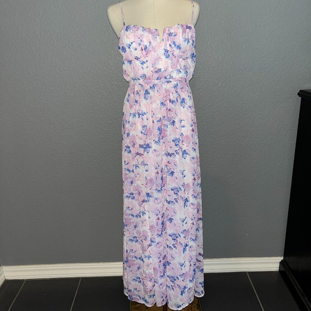Lulu's Floral Maxi Dress in Pink and Purple